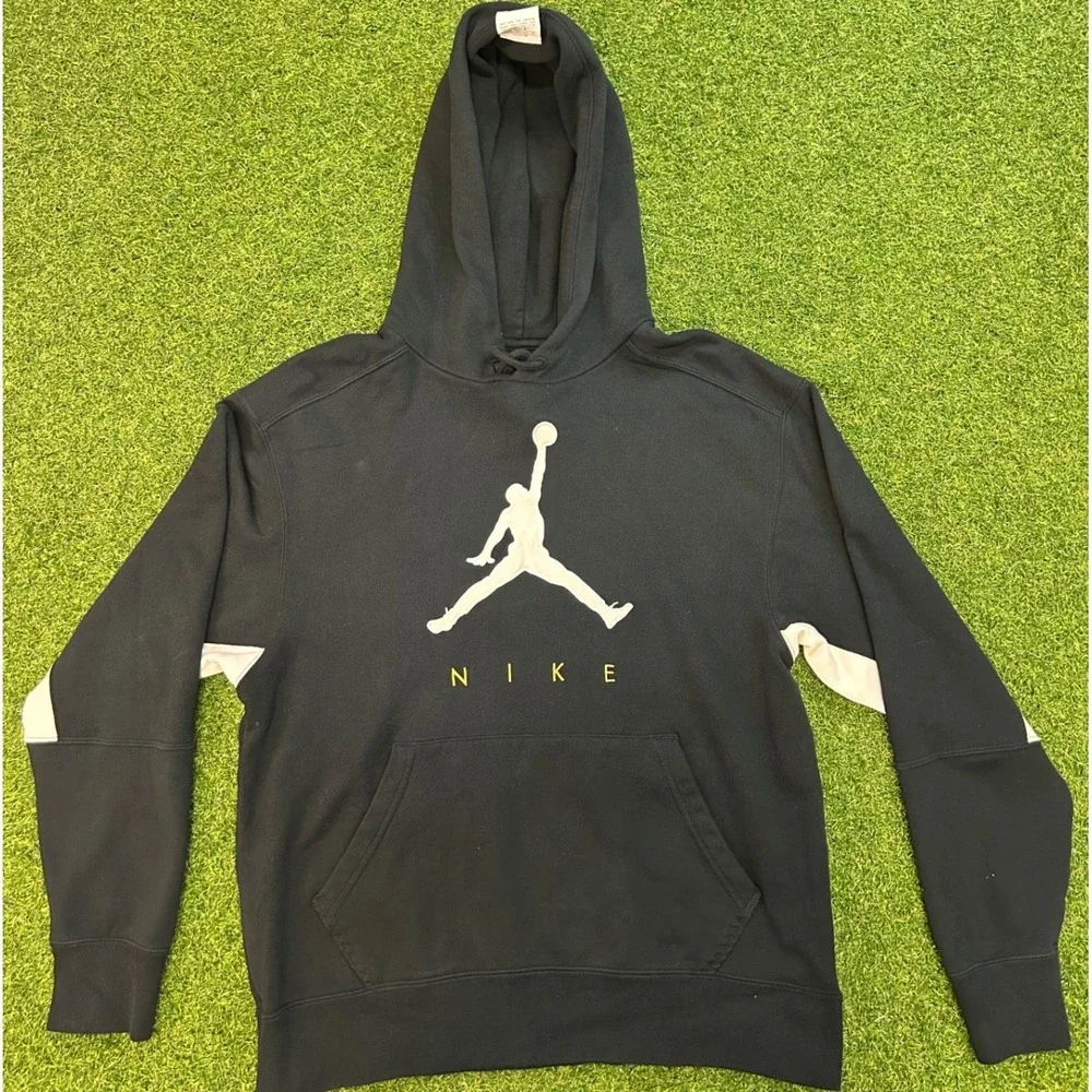 Jordan Jumpman Nike Hoodie Mens Medium Black Yellow White Pullover Sweatshirt